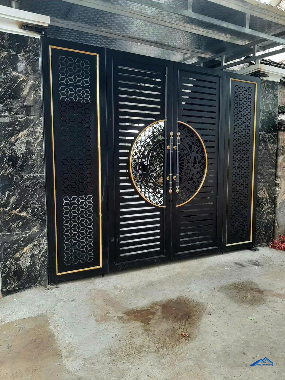 Mẫu cửa cổng 4 cánh CNC Đẹp Nhất Hiện Nay 24 Cửa cổng cnc 4 cánh trống đồng, bông khế